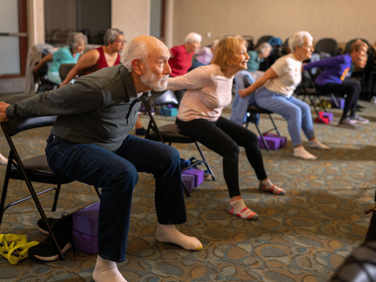 Senior group fitness session